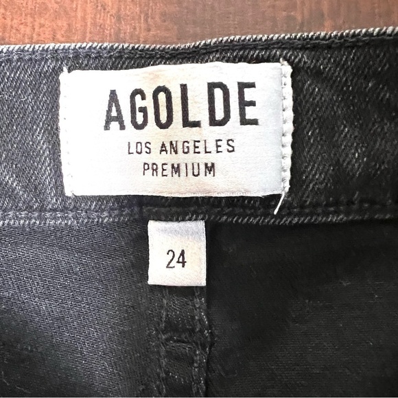 AGOLDE Denim Sophie Crop Jeans Black Chewed Hem Size 24 - Picture 11 of 14